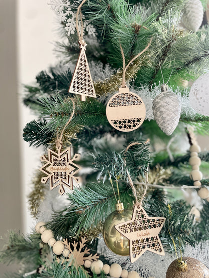 Rattan-Look Wooden Ornaments