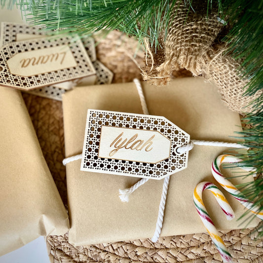Stocking Name Tags (Rattan-look)