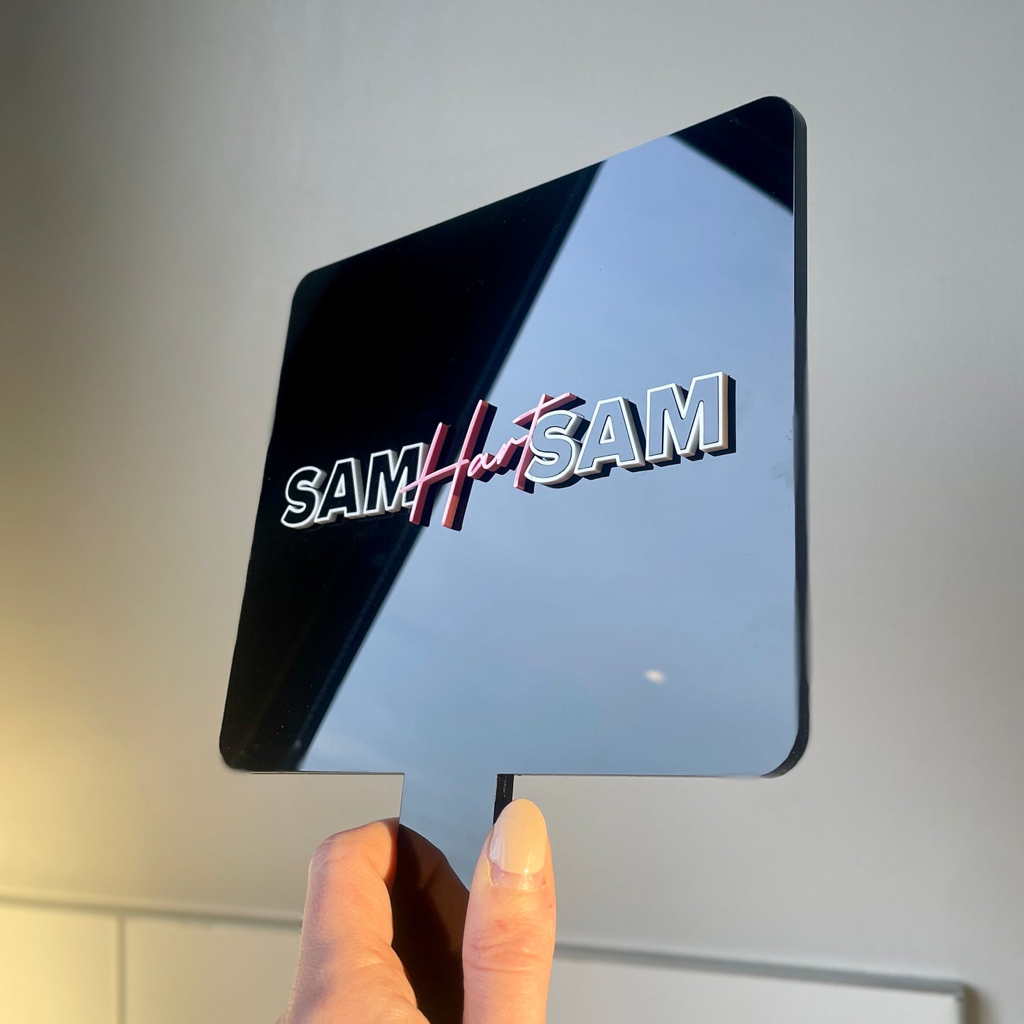 Black Acrylic | Custom Branded Handheld Beauty Mirror - Remarkable Creations