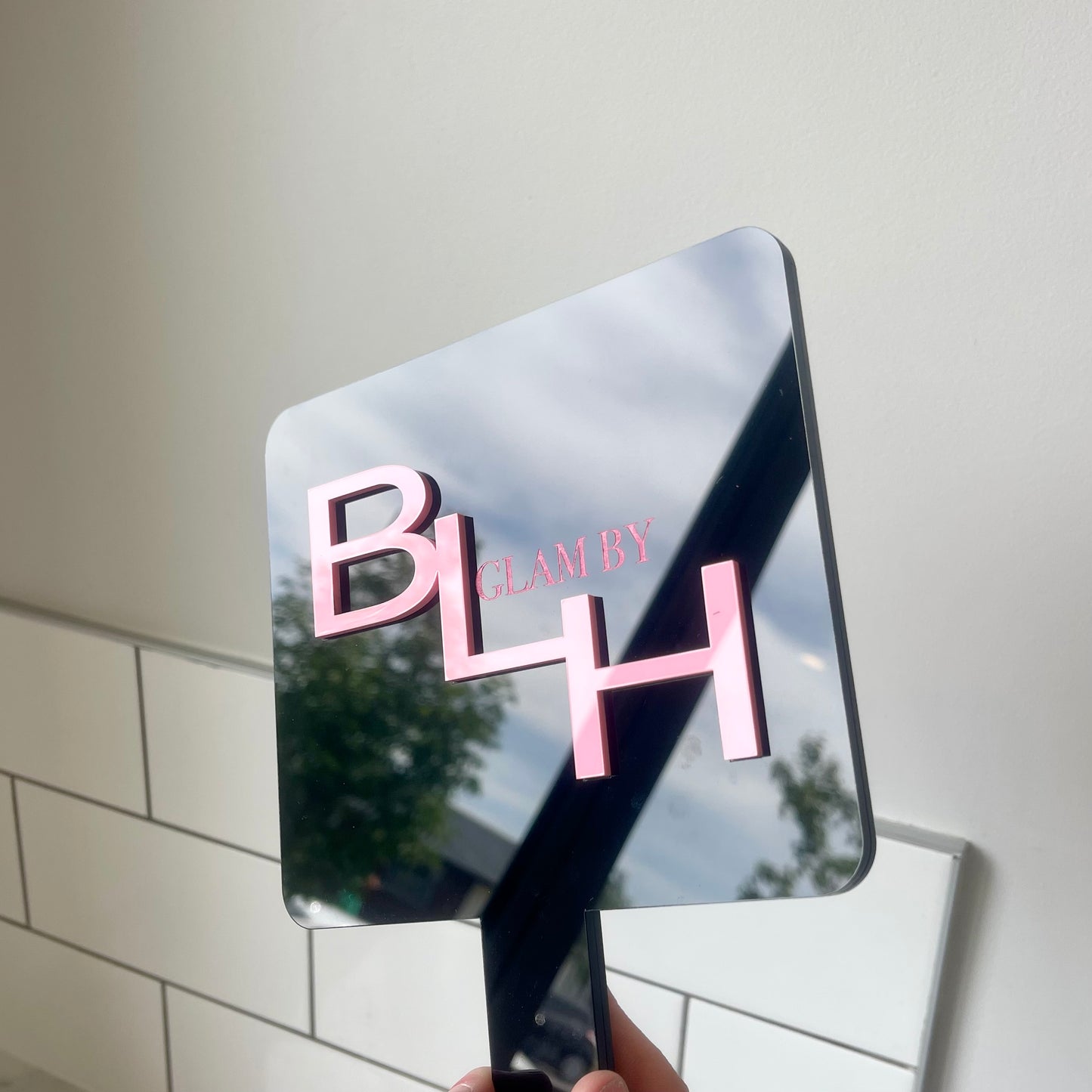 Black Acrylic | Custom Branded Handheld Beauty Mirror - Remarkable Creations