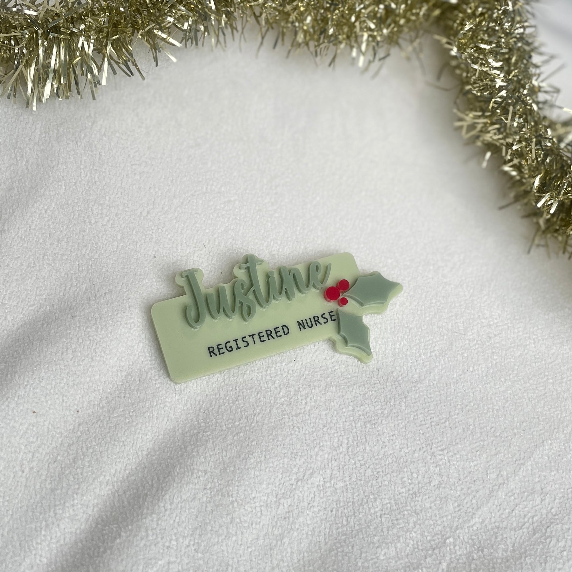 3D Acrylic Name Badge | Mistletoe - Remarkable Creations
