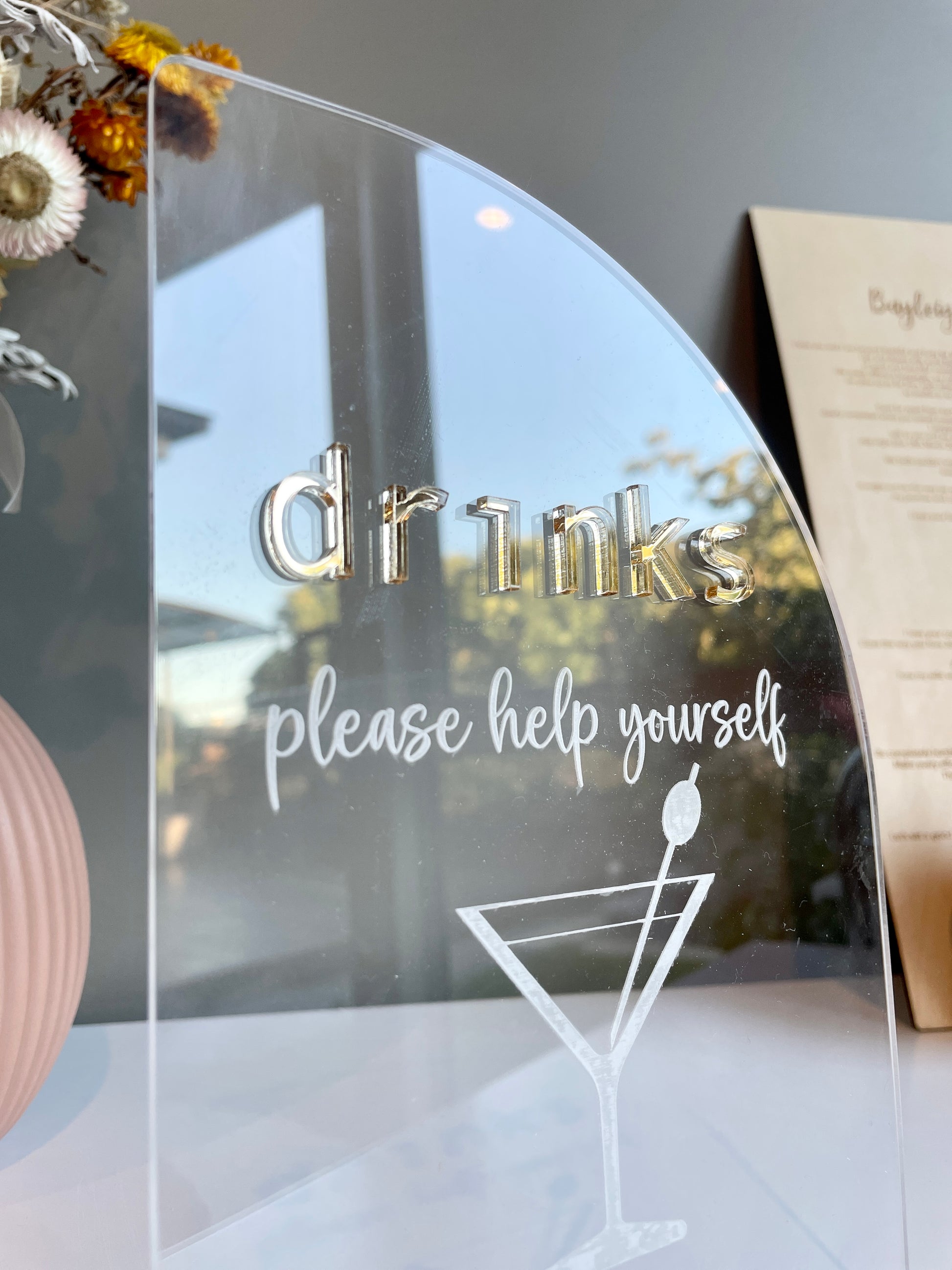 Drinks Menu Sign | Clear Acrylic - Remarkable Creations