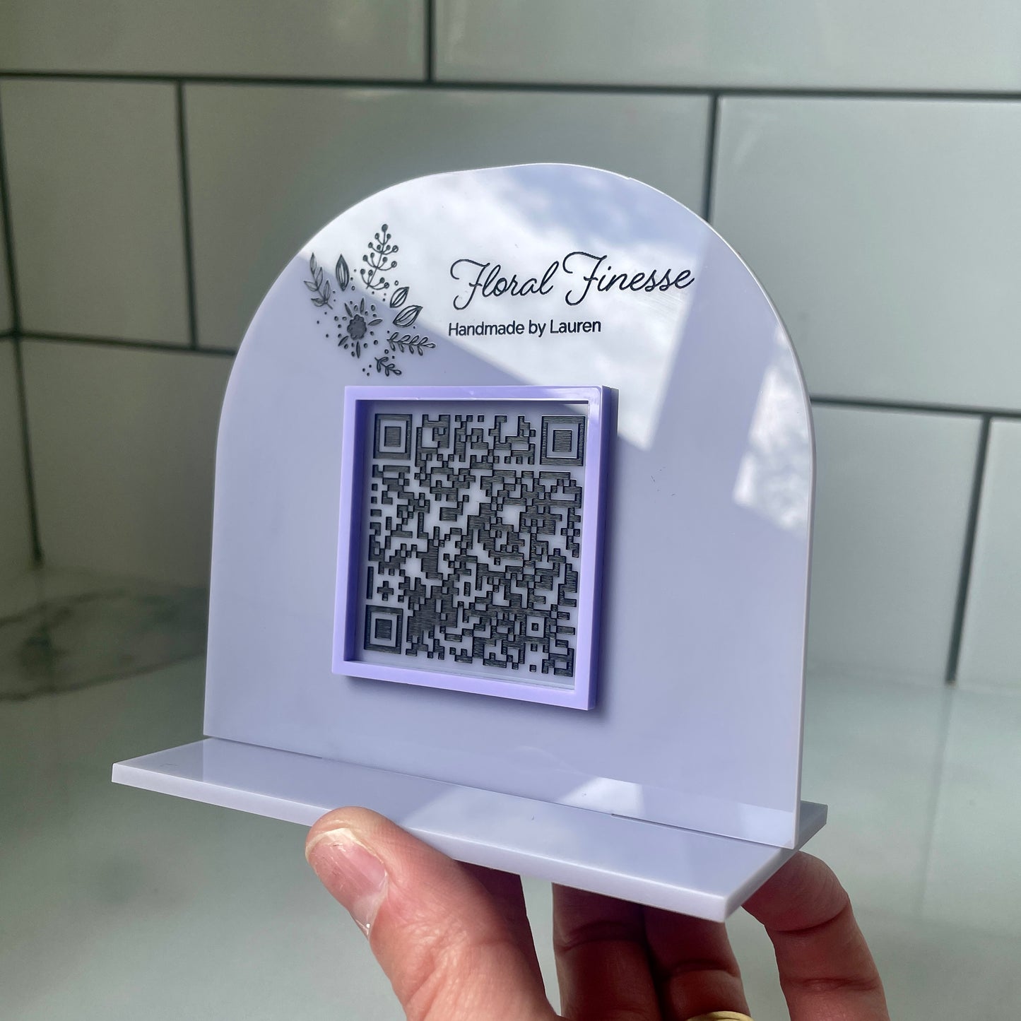 Mini QR Code Tabletop Sign | Custom Logo - Remarkable Creations