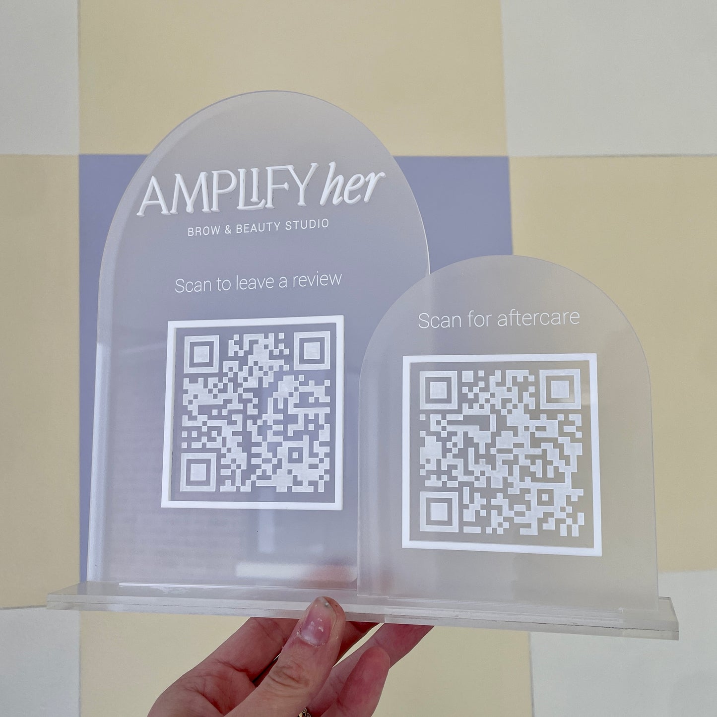 QR Code Sign | Leave a Review | Social Media Sign | Large Double Panel with 2 QR Codes - Remarkable Creations