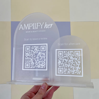 QR Code Sign | Leave a Review | Social Media Sign | Large Double Panel with 2 QR Codes - Remarkable Creations