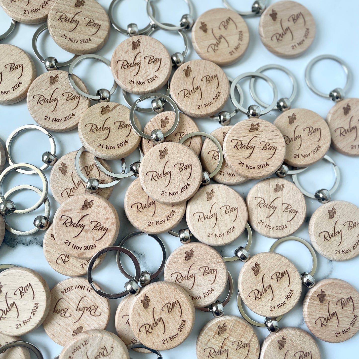Custom Design Keyring | Wooden Round | Corporate Gift - Remarkable Creations