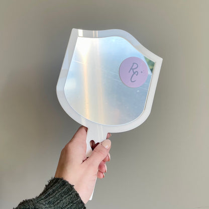 White Acrylic Handheld Mirror | Custom Logo