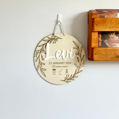 Birth Details Round Plaque