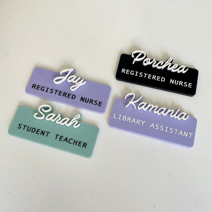 3D Acrylic Name Badge | Cursive Font
