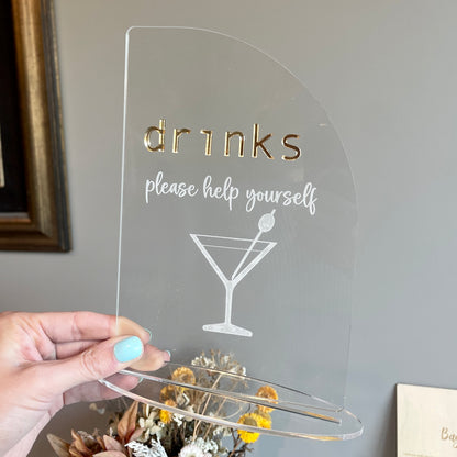 Drinks Menu Sign | Clear Acrylic