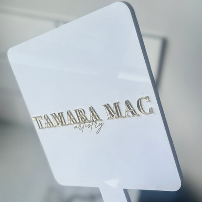 White Acrylic Handheld Mirror | Custom Logo