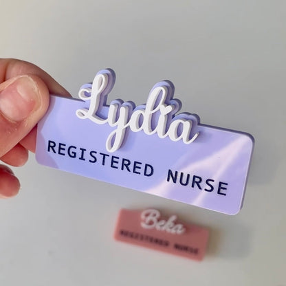 3D Acrylic Name Badge | Cursive Font