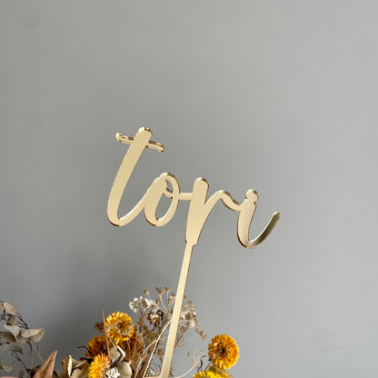 Name Cake Topper | Mirrored Acrylic | Single Layer