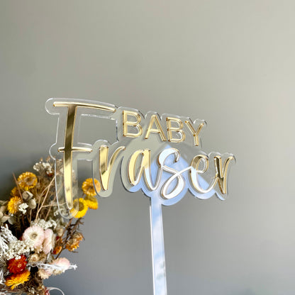 Baby Shower Acrylic Cake Topper | Double Layer