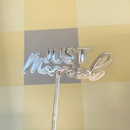 Just Married Cake Topper | Mirrored Acrylic | Double Layer - Remarkable Creations