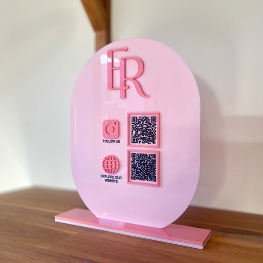 Social Media QR Code Sign | Single Panel | Custom Branded with 2 QR Codes - Remarkable Creations