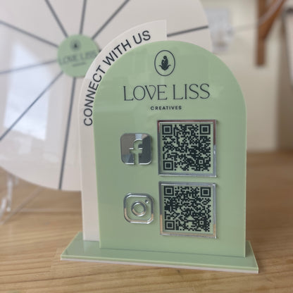 QR Code Tabletop Sign | Double Panel | 2 QR Codes | Custom Logo, Colours and Text - Remarkable Creations