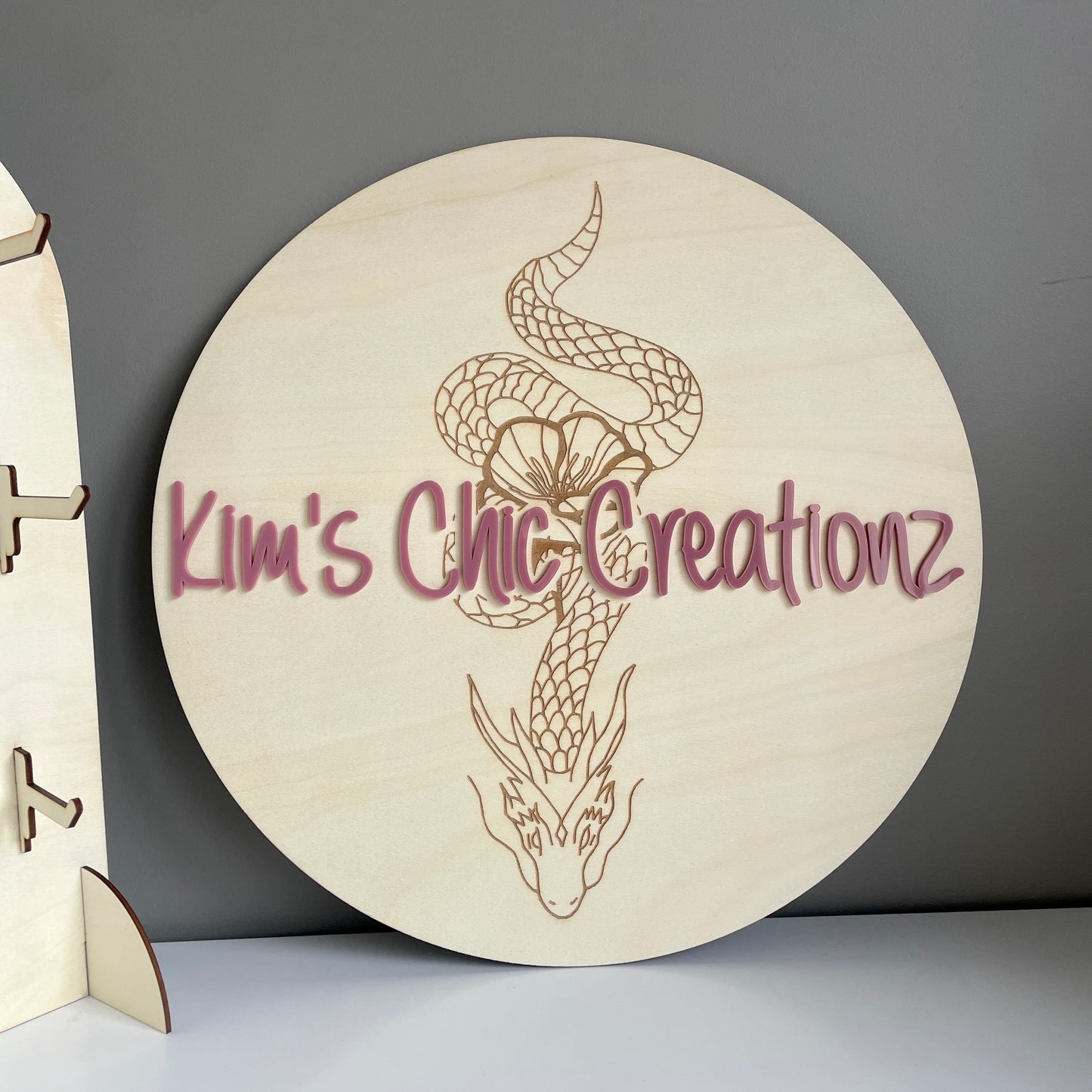 Business Logo Sign | Engraved | Round | Wooden with 3D Acrylic Lettering - Remarkable Creations
