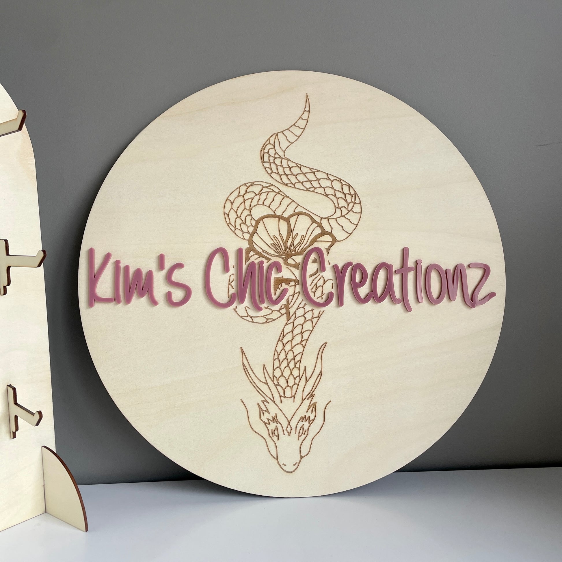 Business Logo Sign | Engraved | Round | Wooden with 3D Acrylic Lettering - Remarkable Creations