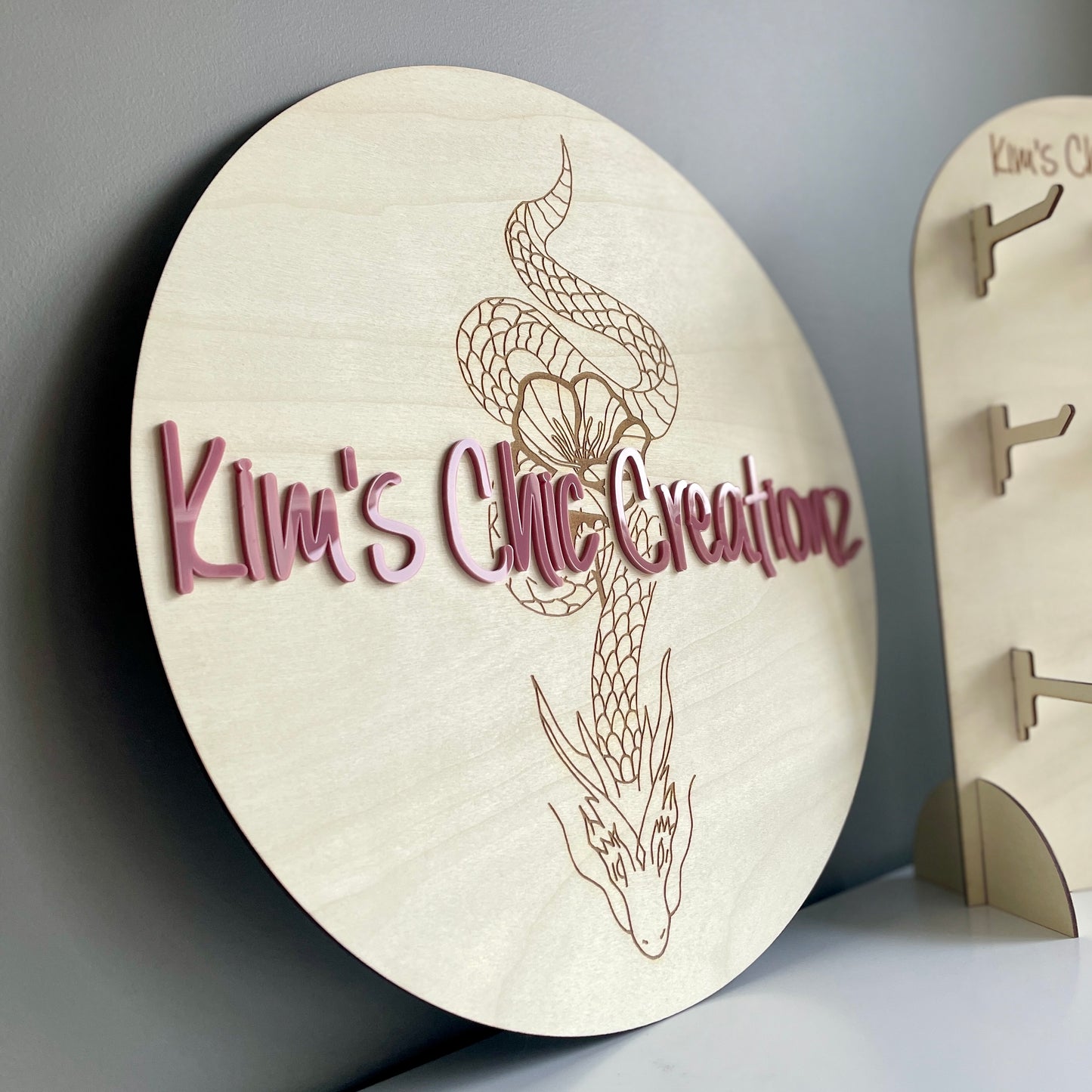 Business Logo Sign | Engraved | Round | Wooden with 3D Acrylic Lettering - Remarkable Creations