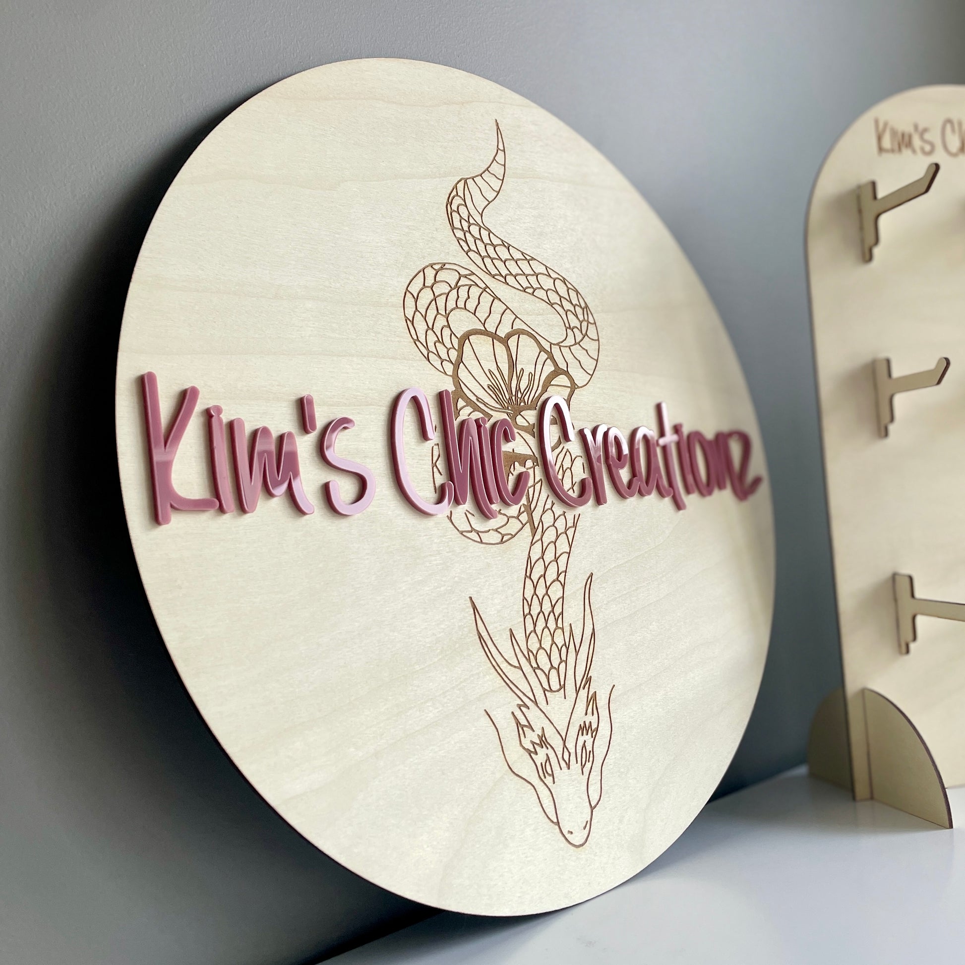 Business Logo Sign | Engraved | Round | Wooden with 3D Acrylic Lettering - Remarkable Creations